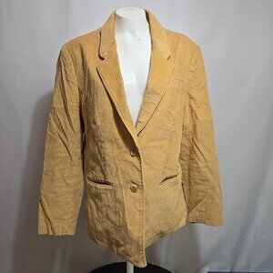 VTG 80s Picket and Post Corduroy Blazer Jacket Womens Size 16 Yellow Japan Made
